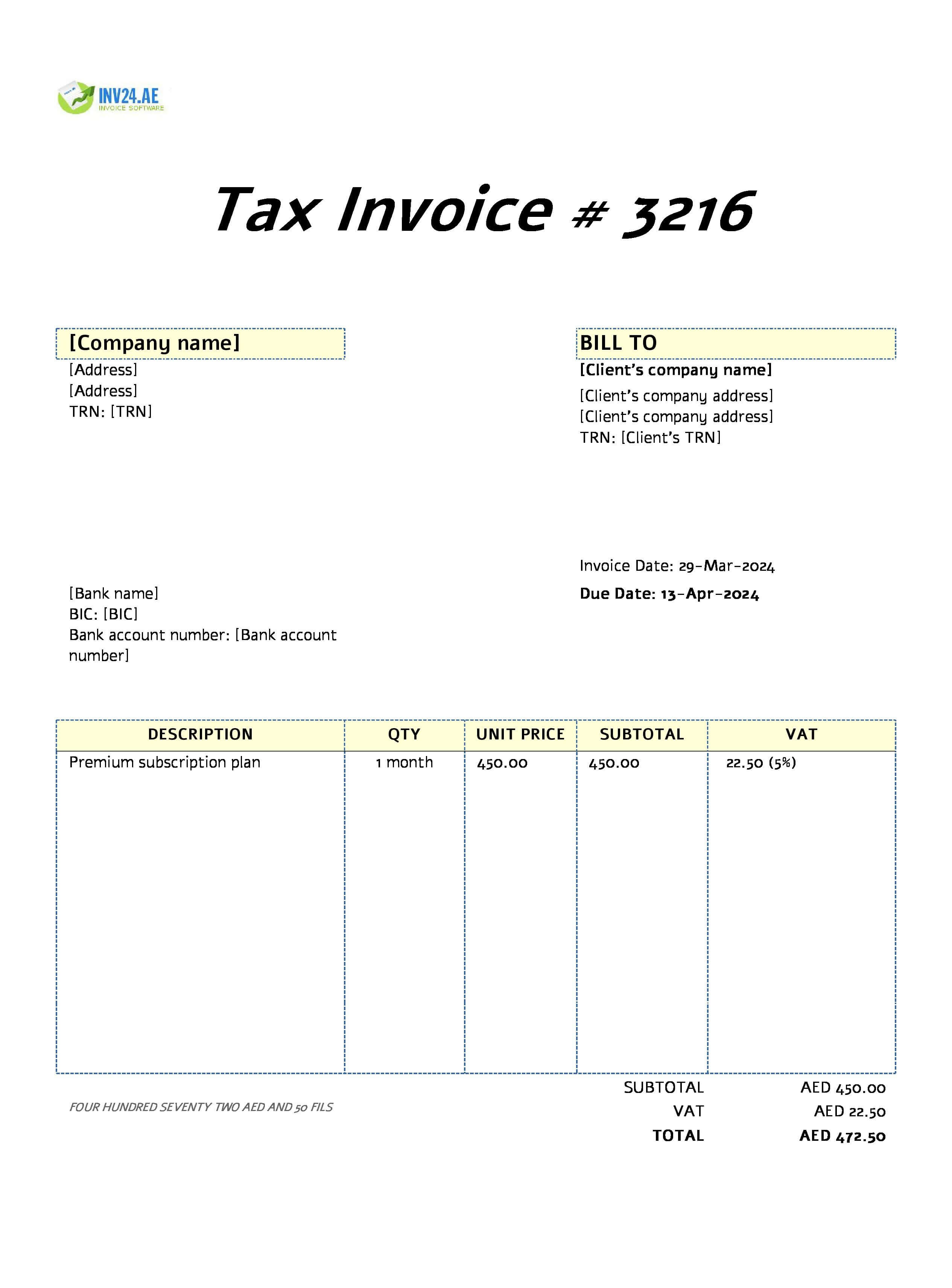batch invoice example