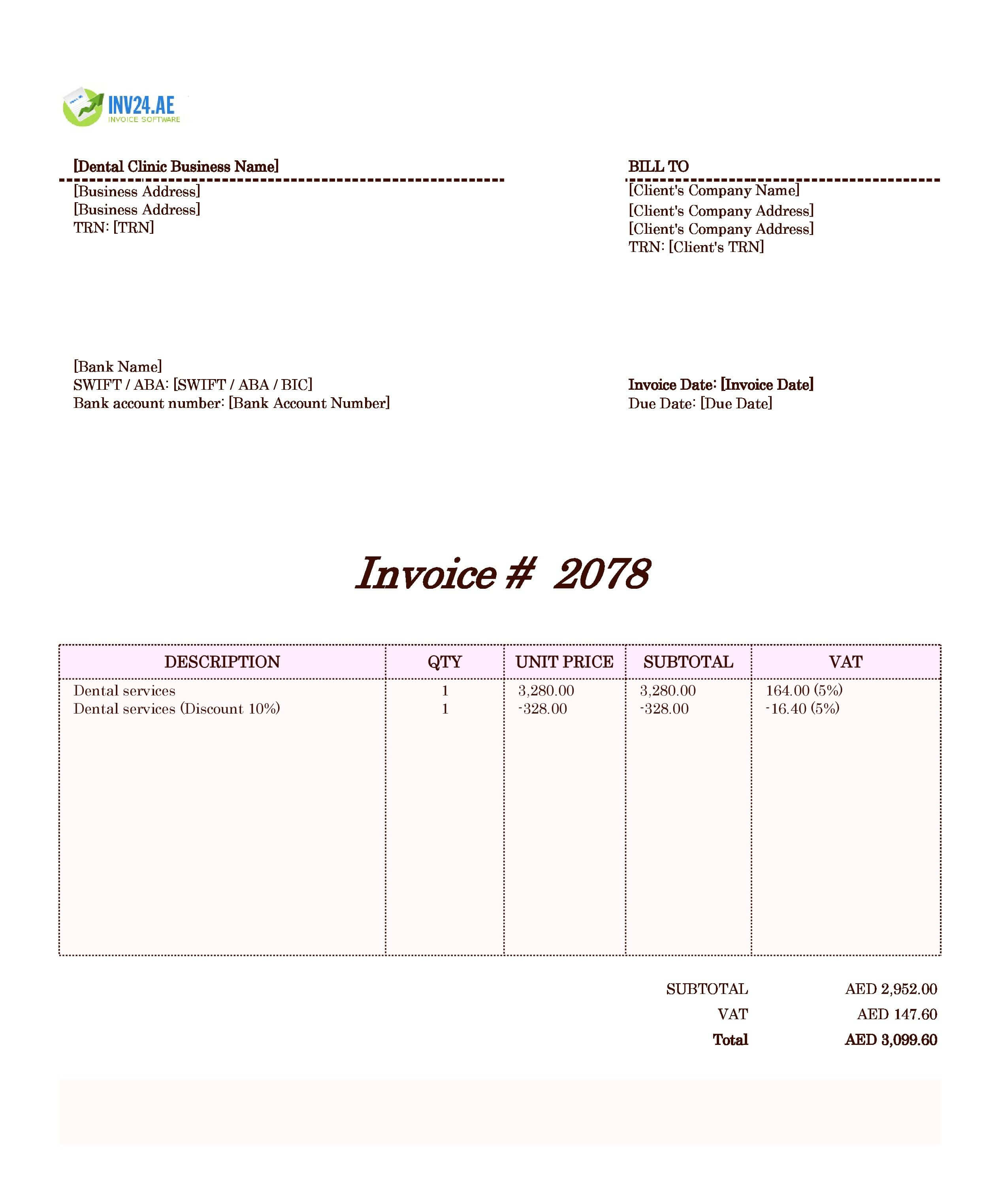Dental Invoice Template for UAE (Excel / Google Sheets) Dental Invoice Template for UAE (Excel / Google Sheets)
