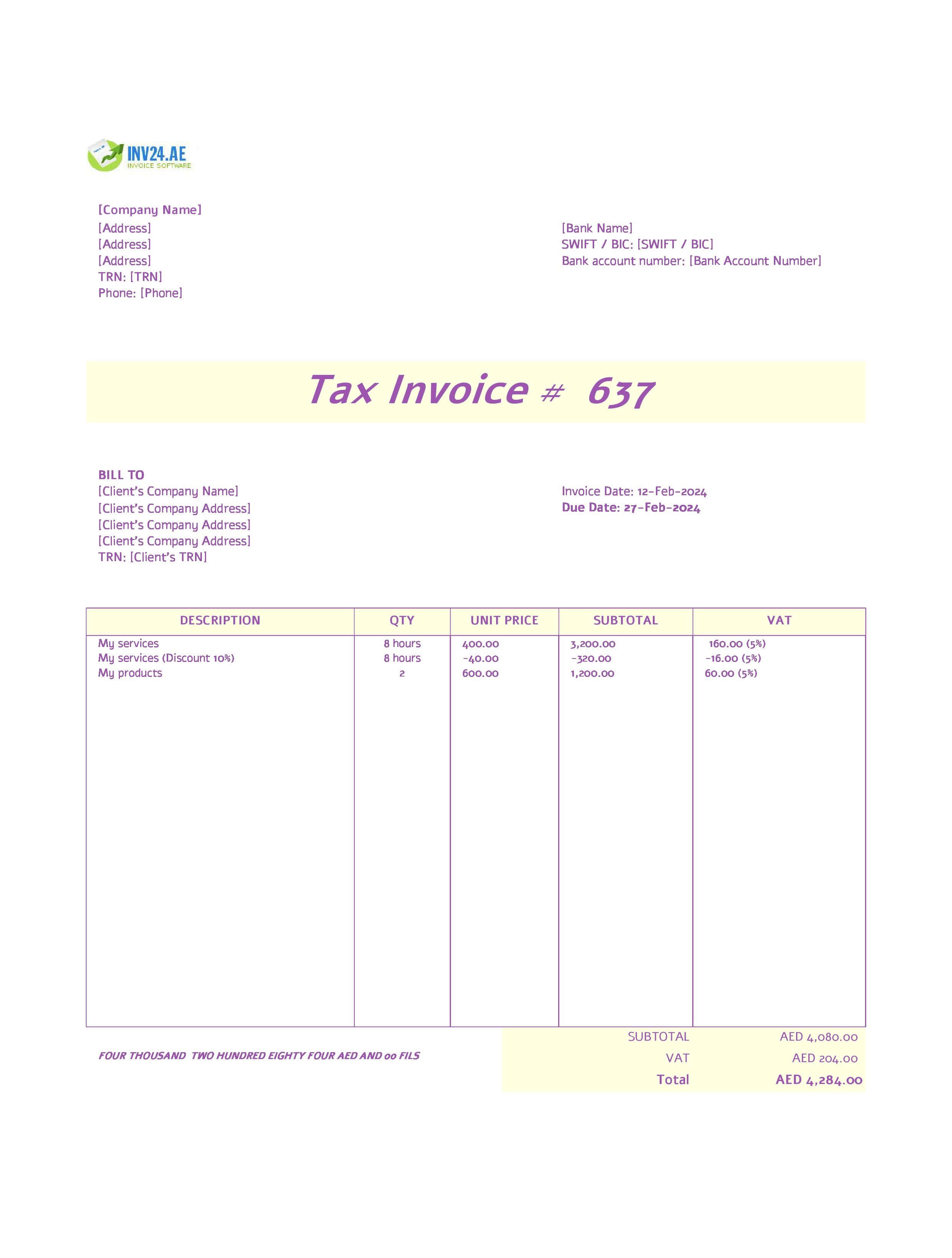 Downloadable Invoice Template UAE (Excel / Google Sheets) Downloadable Invoice Template UAE (Excel / Google Sheets)