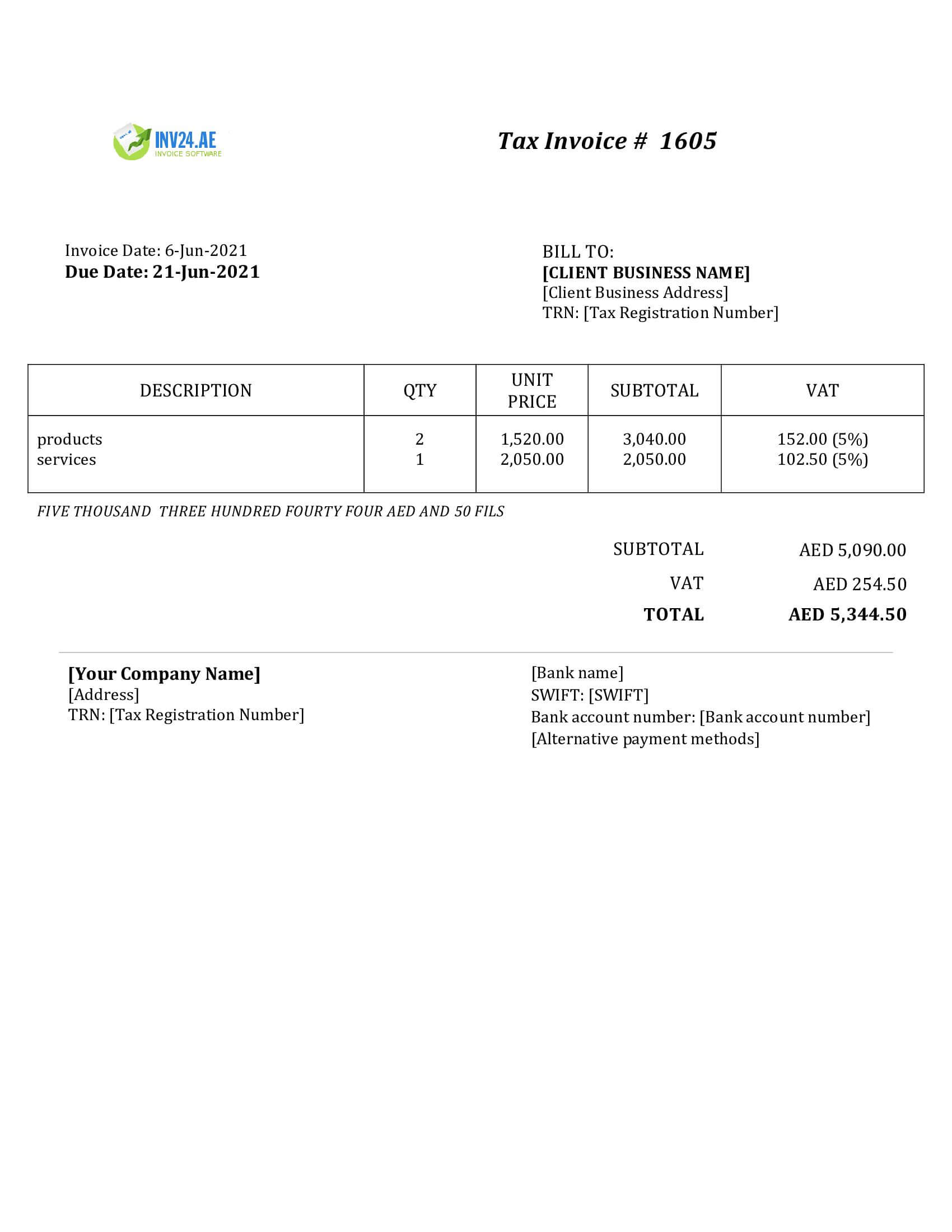 dubai invoice format