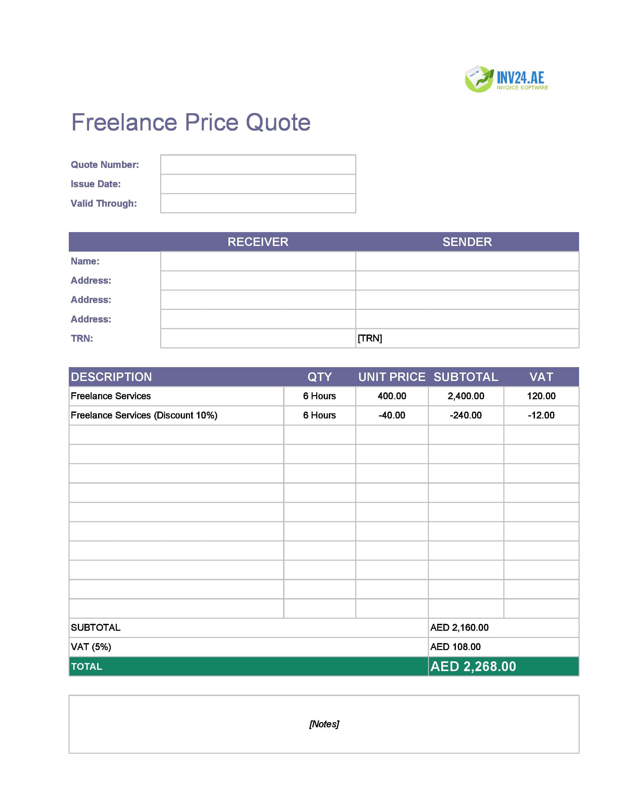 Freelance Quote Template for UAE (Excel / Google Sheets)