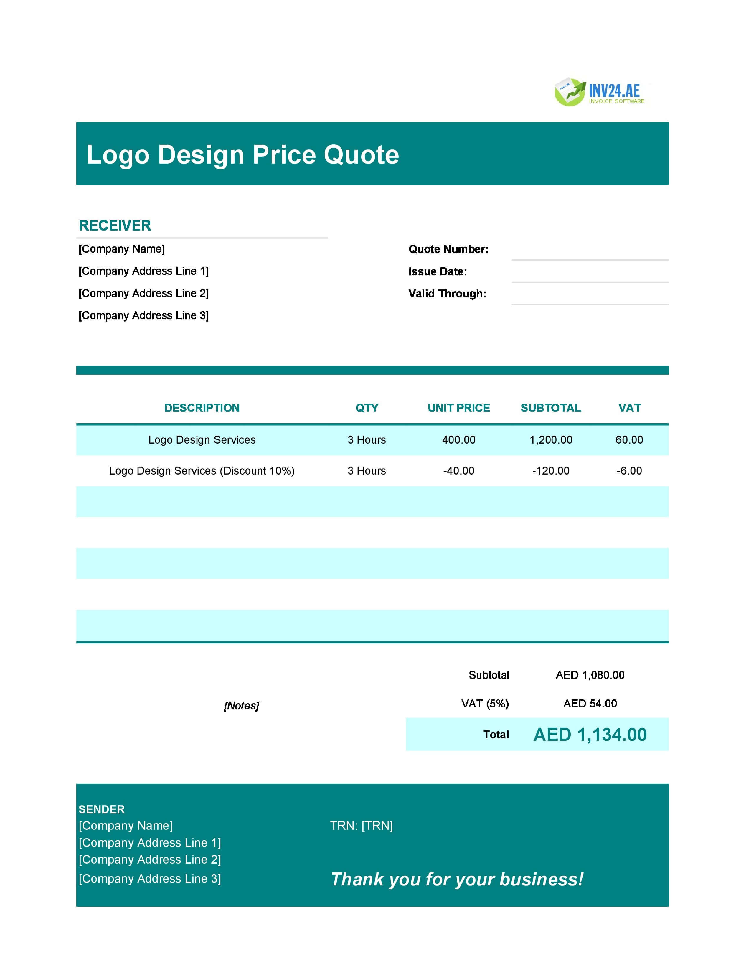 Logo Design Quote Template for UAE (Excel / Google Sheets)