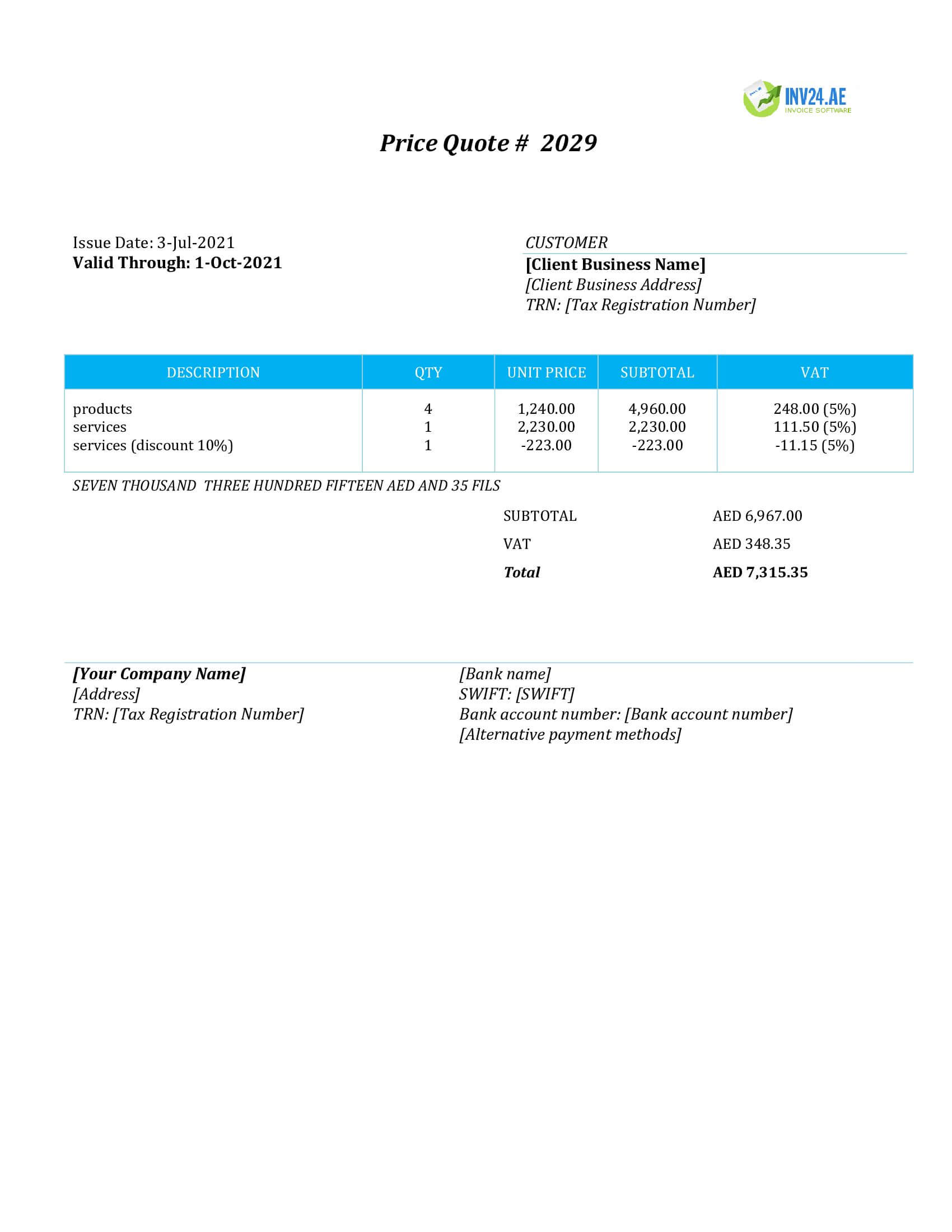 simple quotation format uae