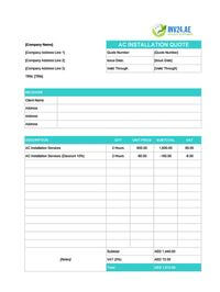 ac installation quote template uae