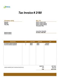 advance invoice template UAE
