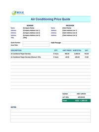 air conditioning quote template uae