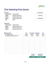 car detailing quote template uae