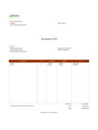 bed and breakfast cash invoice format uae