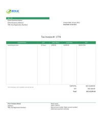 blank consulting invoice template uae