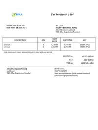 cupcake dubai invoice format