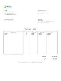 export invoice format uae for services rendered