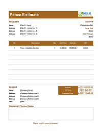 fence estimate template uae