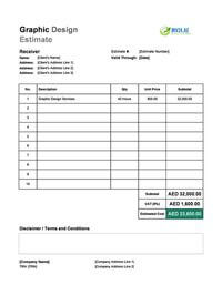 graphic design estimate template uae