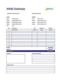 hvac estimate template uae