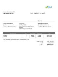 invoice design template uae for services rendered