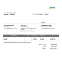 payment invoice design template uae