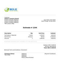 job estimate template uae