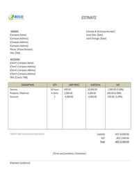 labor estimate template uae