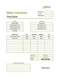 motor insurance quote template uae
