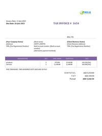 online invoice template uae for services rendered