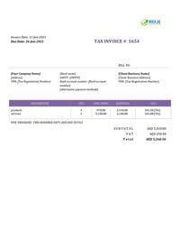 normal online invoice template uae