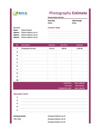 photography estimate template uae