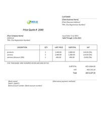 price quotation template uae price quotation template uae