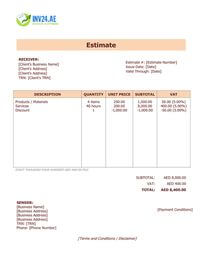 professional estimate template uae