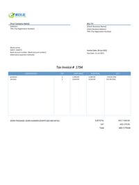 standard professional invoice template uae