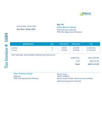 construction services sample invoice format uae