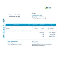 hotel sample invoice format uae