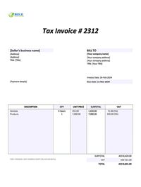 self-billing invoice template UAE