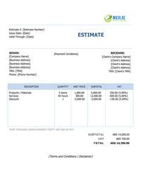 simple estimate template uae