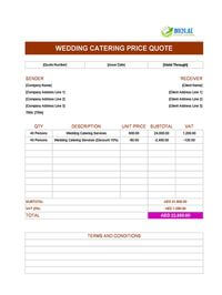 wedding catering quote template uae