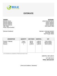 work estimate template uae