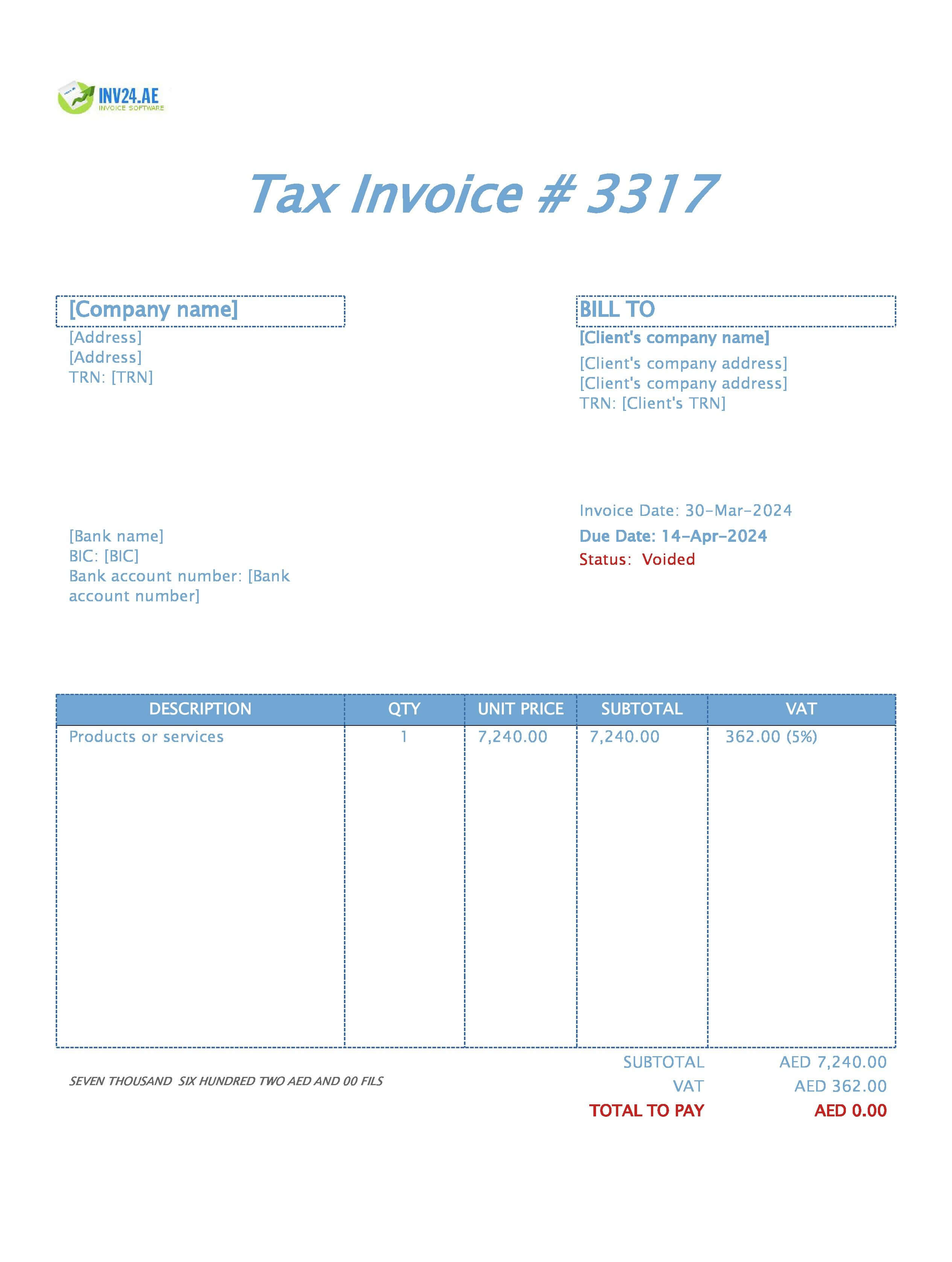 void invoice example