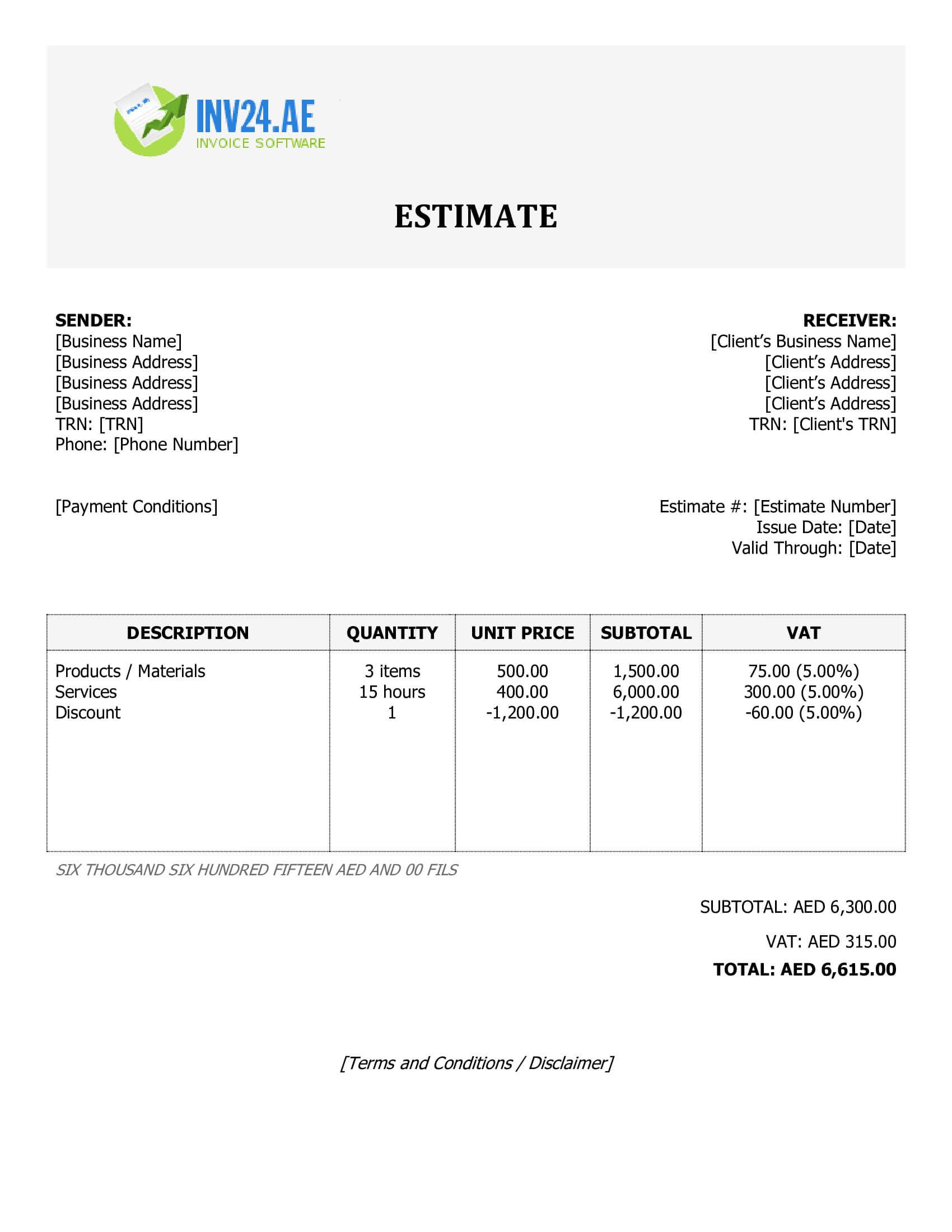 Work Estimate Template for UAE (Word / Google Docs)