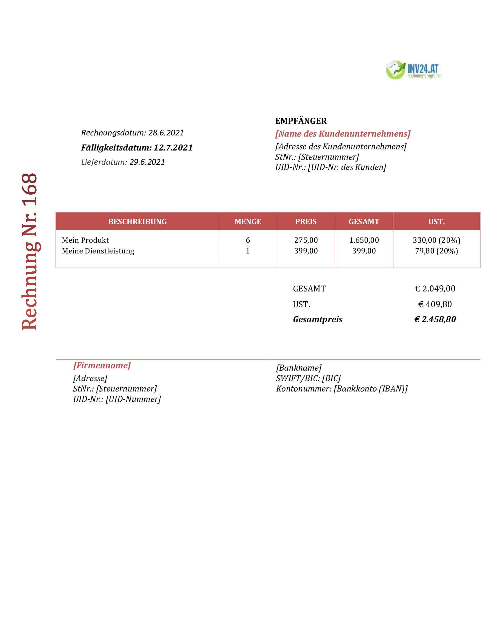 Rechnung Design Vorlage Österreich Rechnung Design Vorlage Österreich