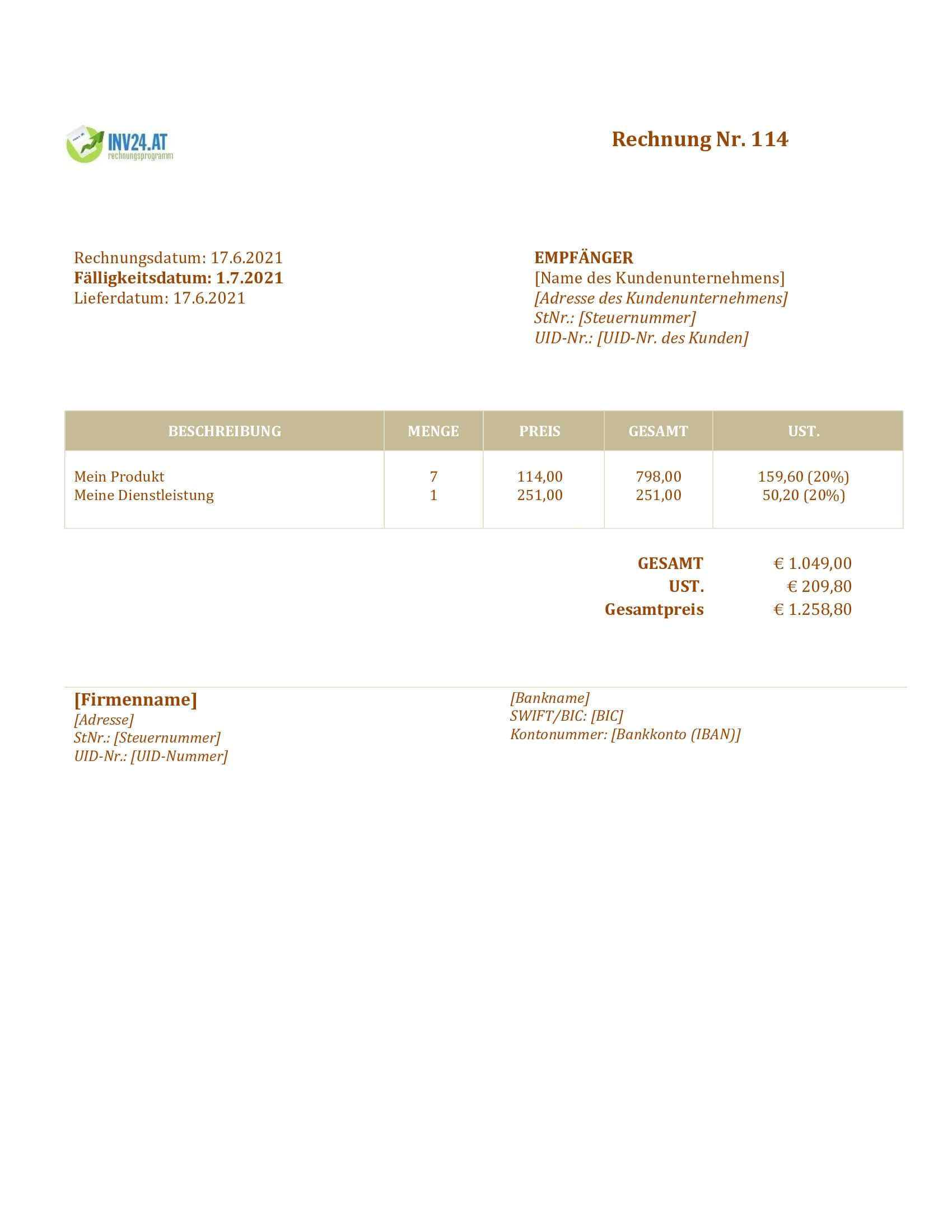 Rechnung Muster Doc Österreich Rechnung Muster Doc Österreich