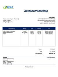 Kostenvoranschlag Muster Österreich Kostenvoranschlag Muster Österreich