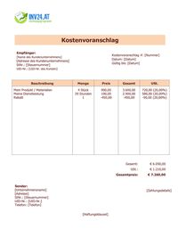 Kostenvoranschlag Muster zum Ausfüllen Österreich Kostenvoranschlag Muster zum Ausfüllen Österreich