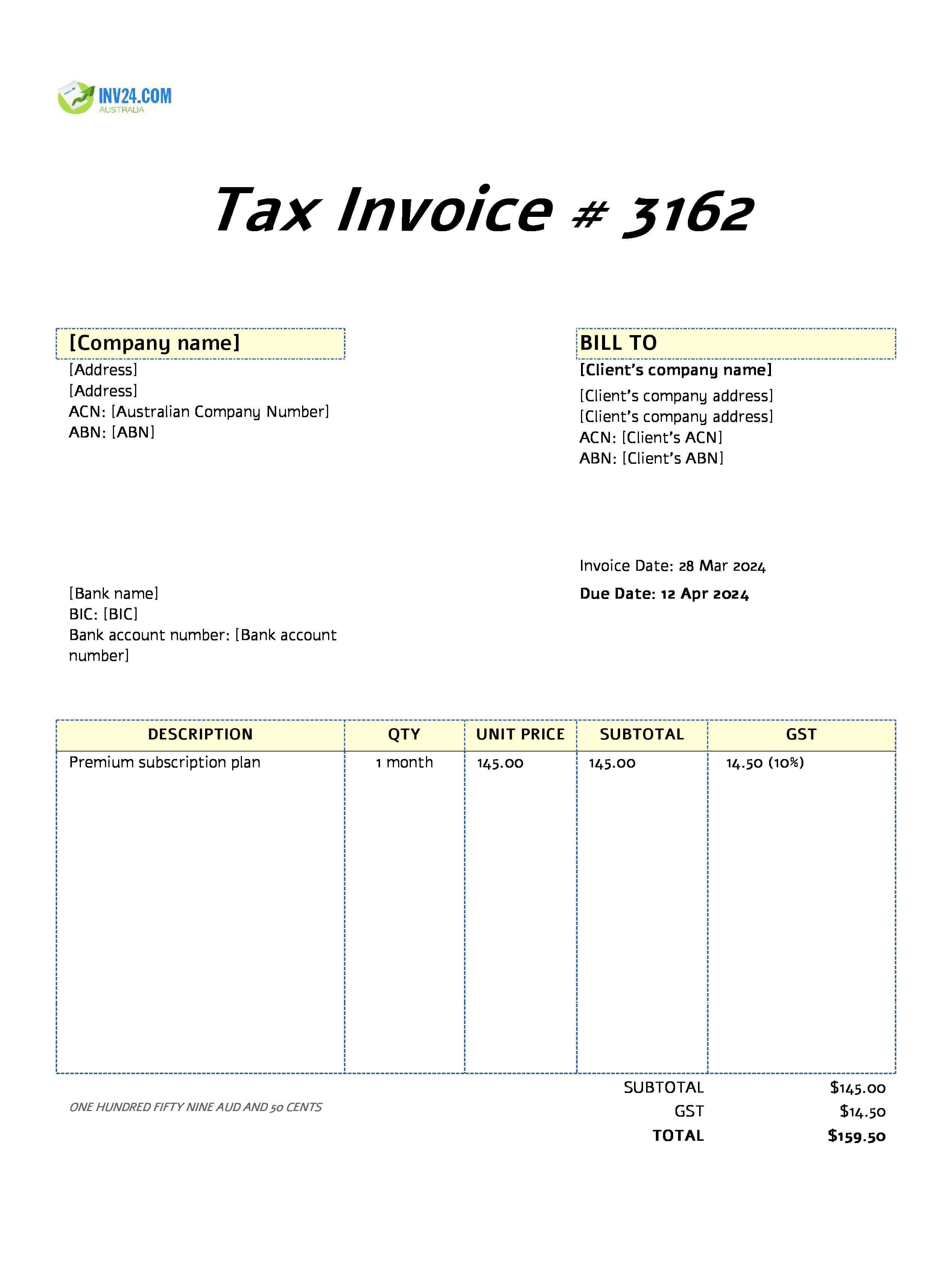 batch invoice example
