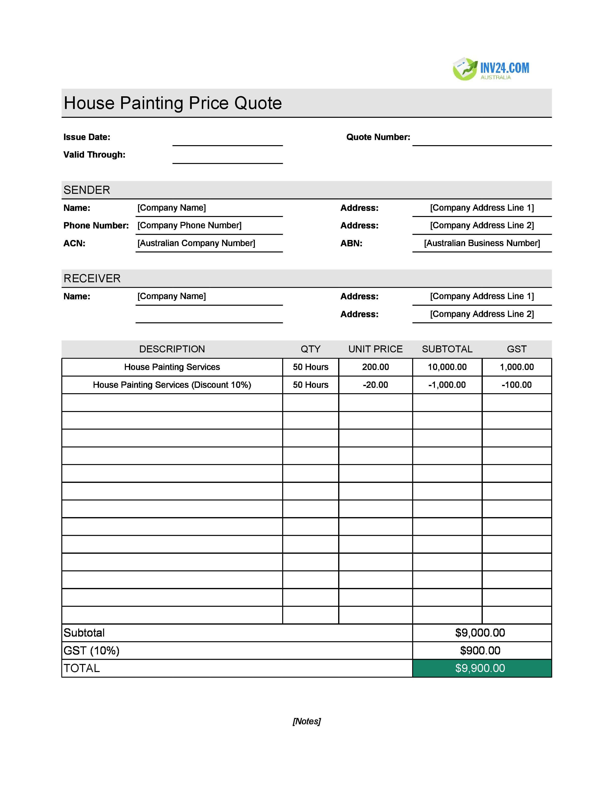 Quotation Template for Australia