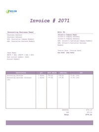 Accounting invoice template australia