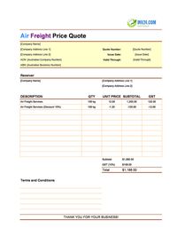 air freight quote template australia