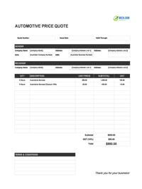 automotive quote template australia