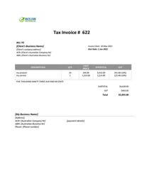 work business invoice template australia