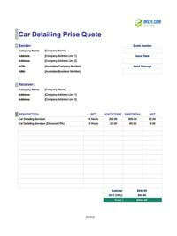 car detailing quote template australia