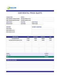 car rental quote template australia