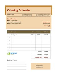 catering estimate template australia